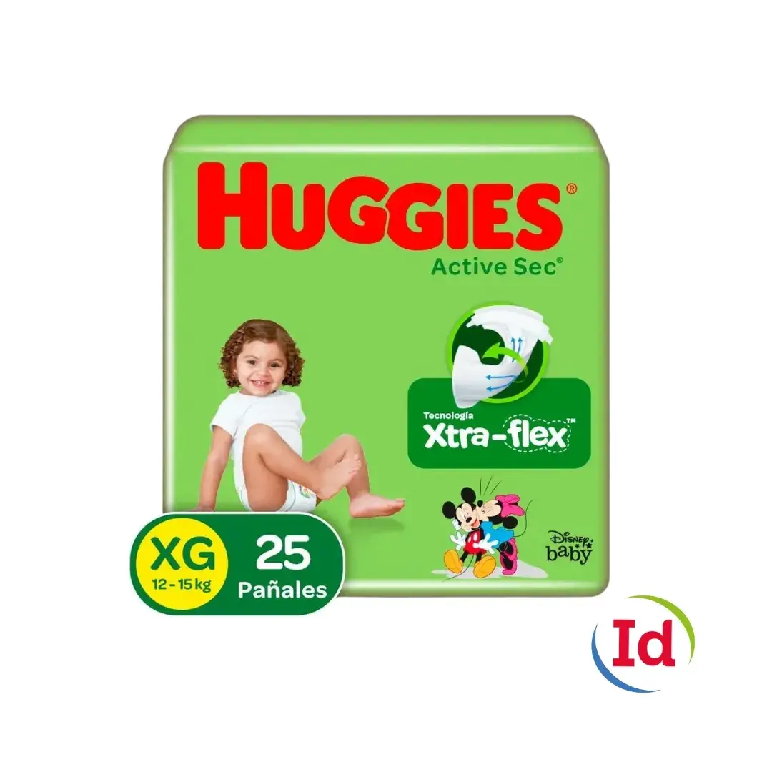 Pañal huggies active sec et.4 xg 25 unds interdrogas