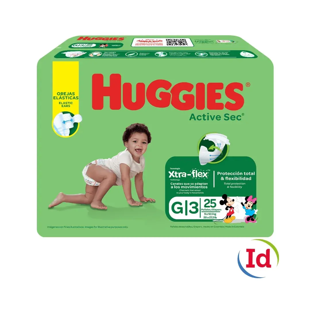 Pañal huggies active sec et.3 gde 25 unds interdrogas