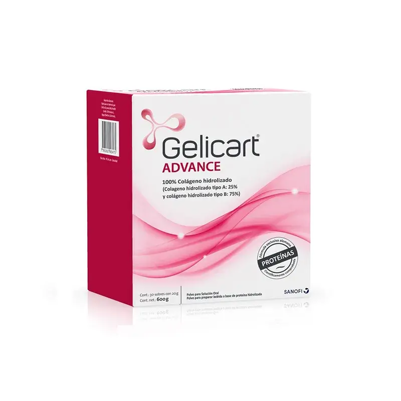 Gelicart advance colágeno hidrolizado y proteínas activas 30 sobres