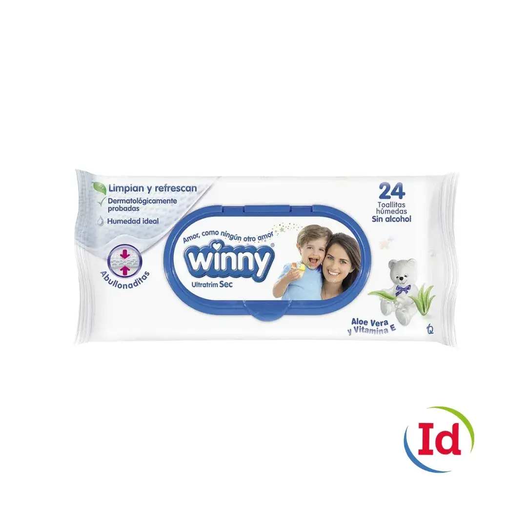 Toallitas humedas winny aloe+vitamina e paq x24 interdrogas