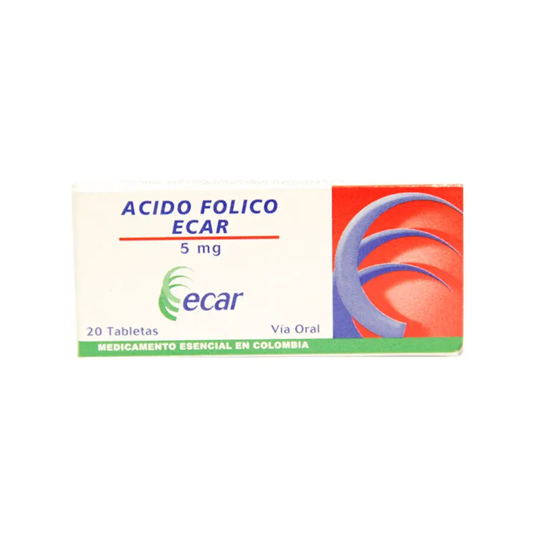 Acido Folico 5 Mg 20 Tabletas Ec