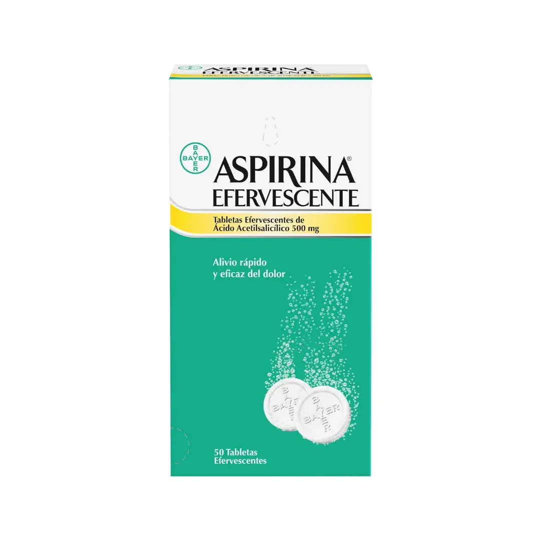 Aspirina Efervescente Acetilsalicilico Acido 500 Mg 50 Tabletas