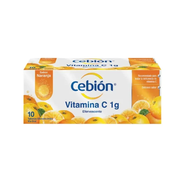 Cebion Vitamina C 1 G Efervescente Sabor Naranja X 10 Tabletas