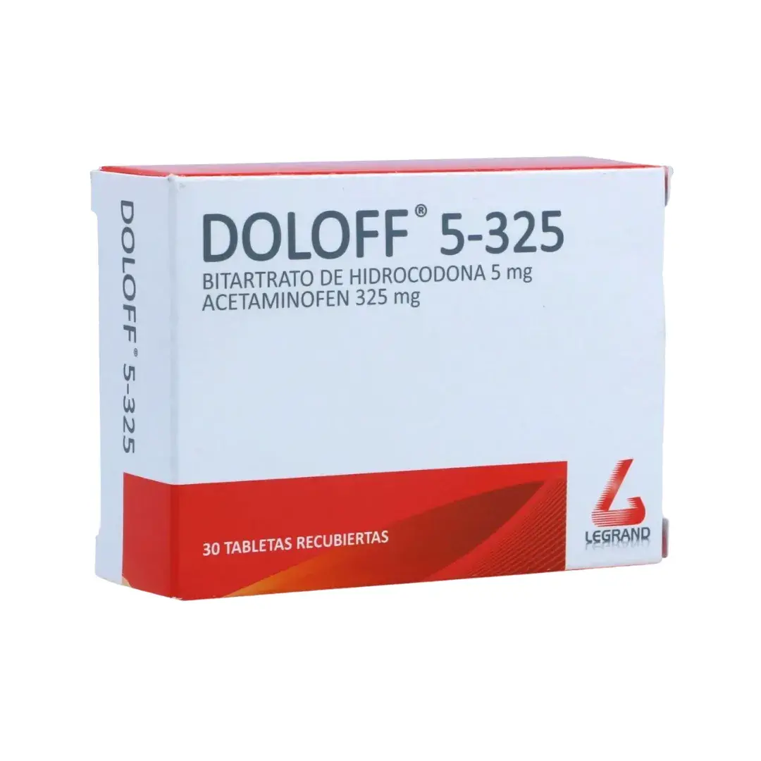 Doloff Hidrocodona Bitartaro + Acetaninofen 5-325 30 Tabletas