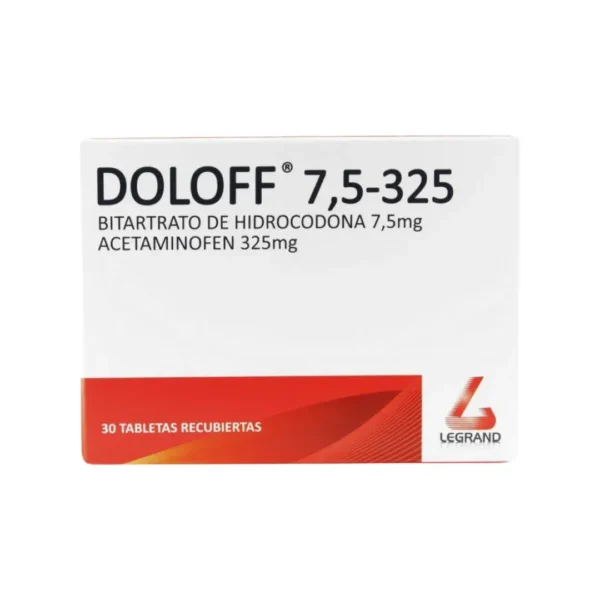 Doloff Hidrocodona Bitartaro + Acetaninofen 7.5-325 30 Tabletas