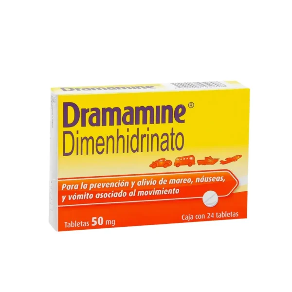 Dramamine Dimenhidrinato 50 Mg 24 Tabletas