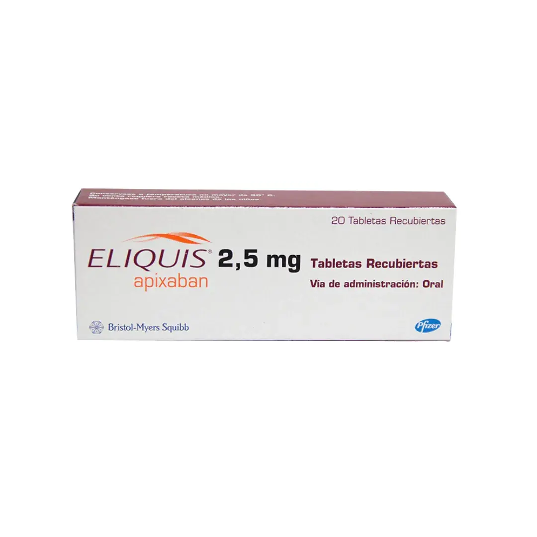 Eliquis Apixaban 2.5 Mg 20 Tabletas