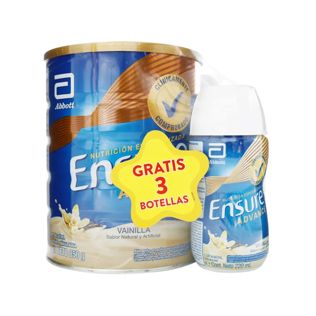 Ensure Advance Vainilla Lata 850Gr+3 Adv 220Ml