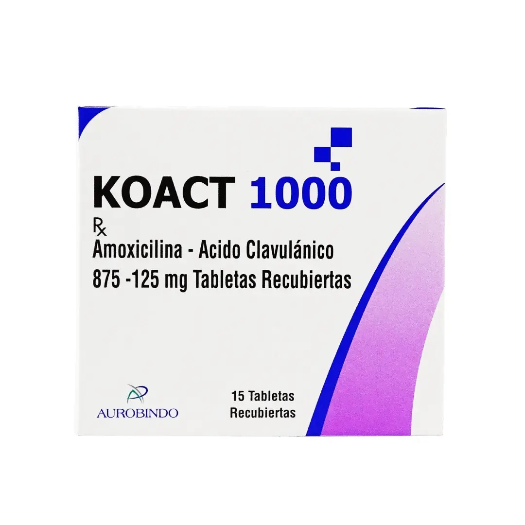 Koact Amoxicilina + Acido Clavulanico 1000 Mg 15 Tabletas