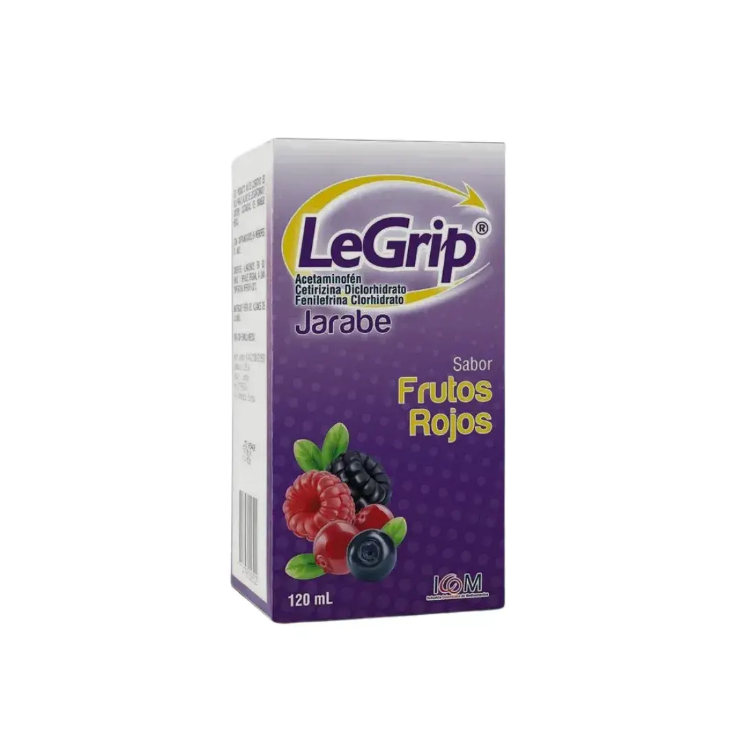 Legrip Acetaminofen Fenilefrina Cetirizina Jarabe Frutos Rojos 120 Ml Icom