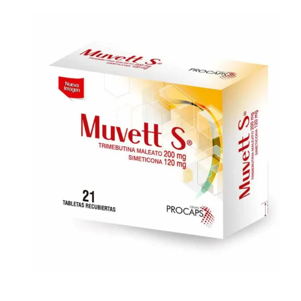 Muvett S Trimebutina + Simeticona 200/120 Mg 21 Tabletas