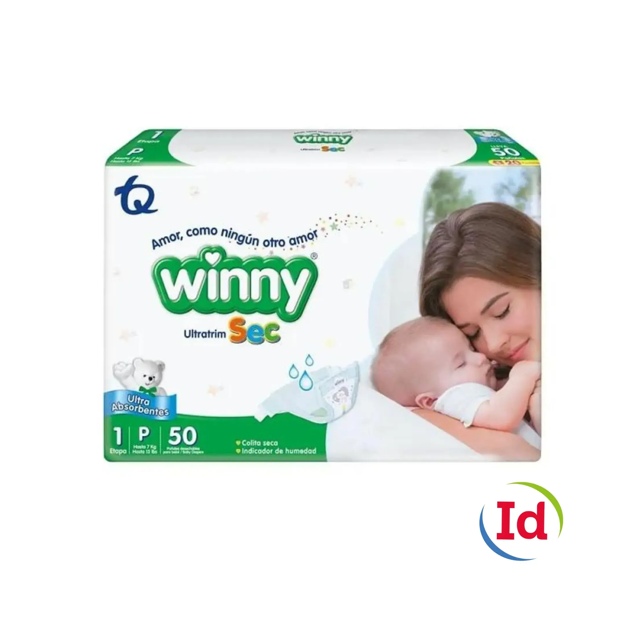 Pañal Winny Ultratrim Sec Etapa 1 X 50 Unidades + 20 Toallitas Recien Nacido