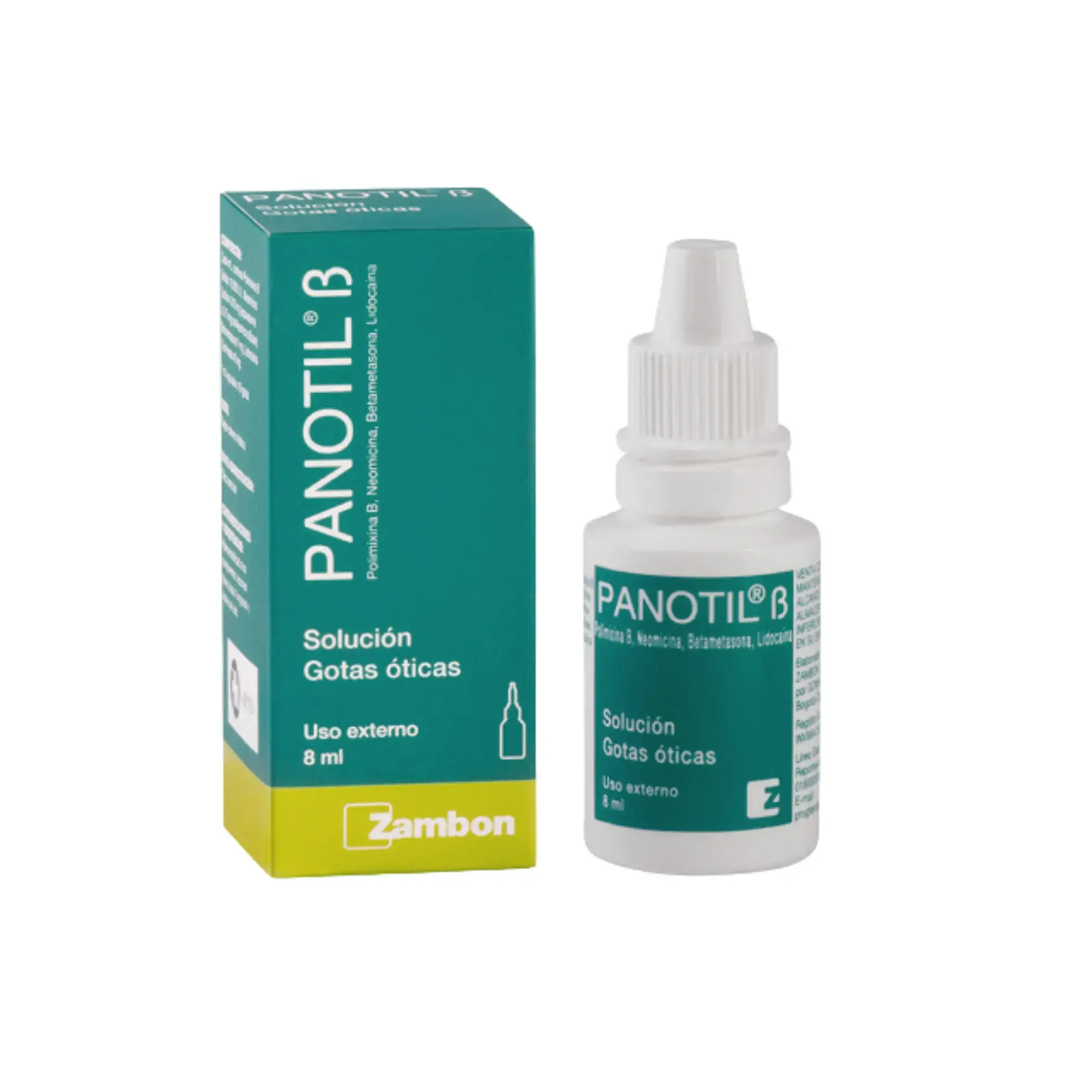 Panotil Beta Polimixina + Neomicina + Lidocaina + Betametasona Gotas X 8 Ml