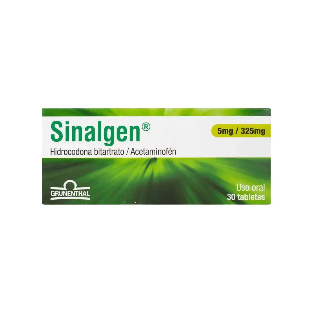 Sinalgen Hidrocodona + Acetaminofen 5/325 Mg X 30 Tabletas