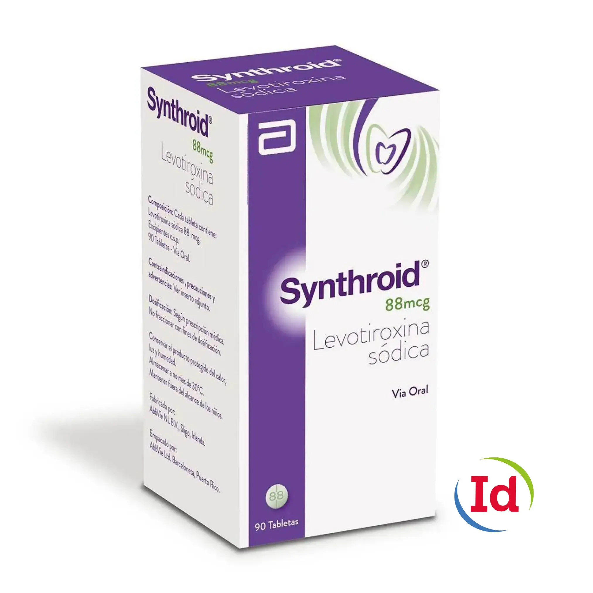 Synthroid Levotiroxina Sodica 88 Mcg Frasco 90 Tabletas