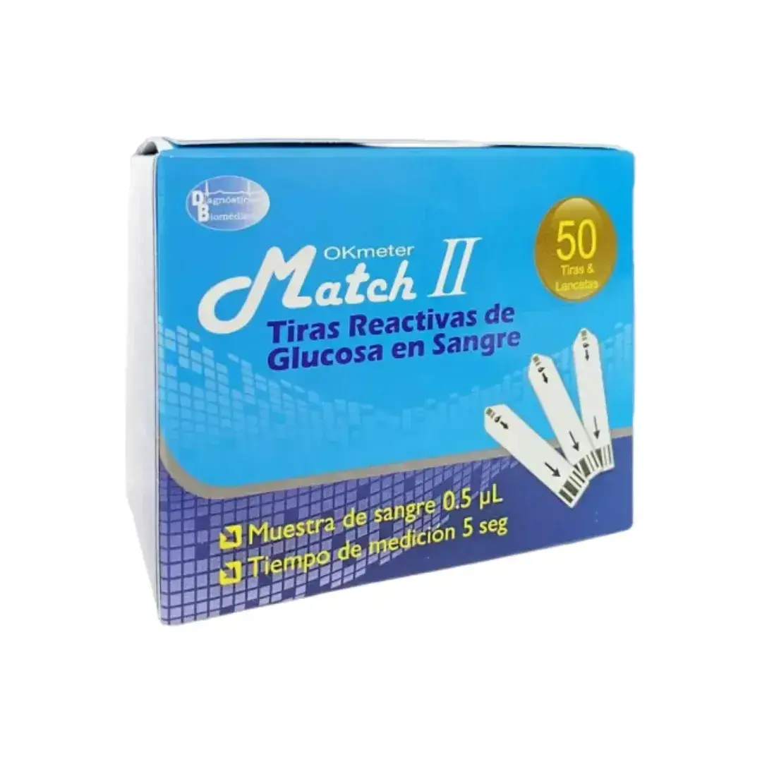 Tiras Reactivas De Glucosa Ok Meter Match X 50 Tiras