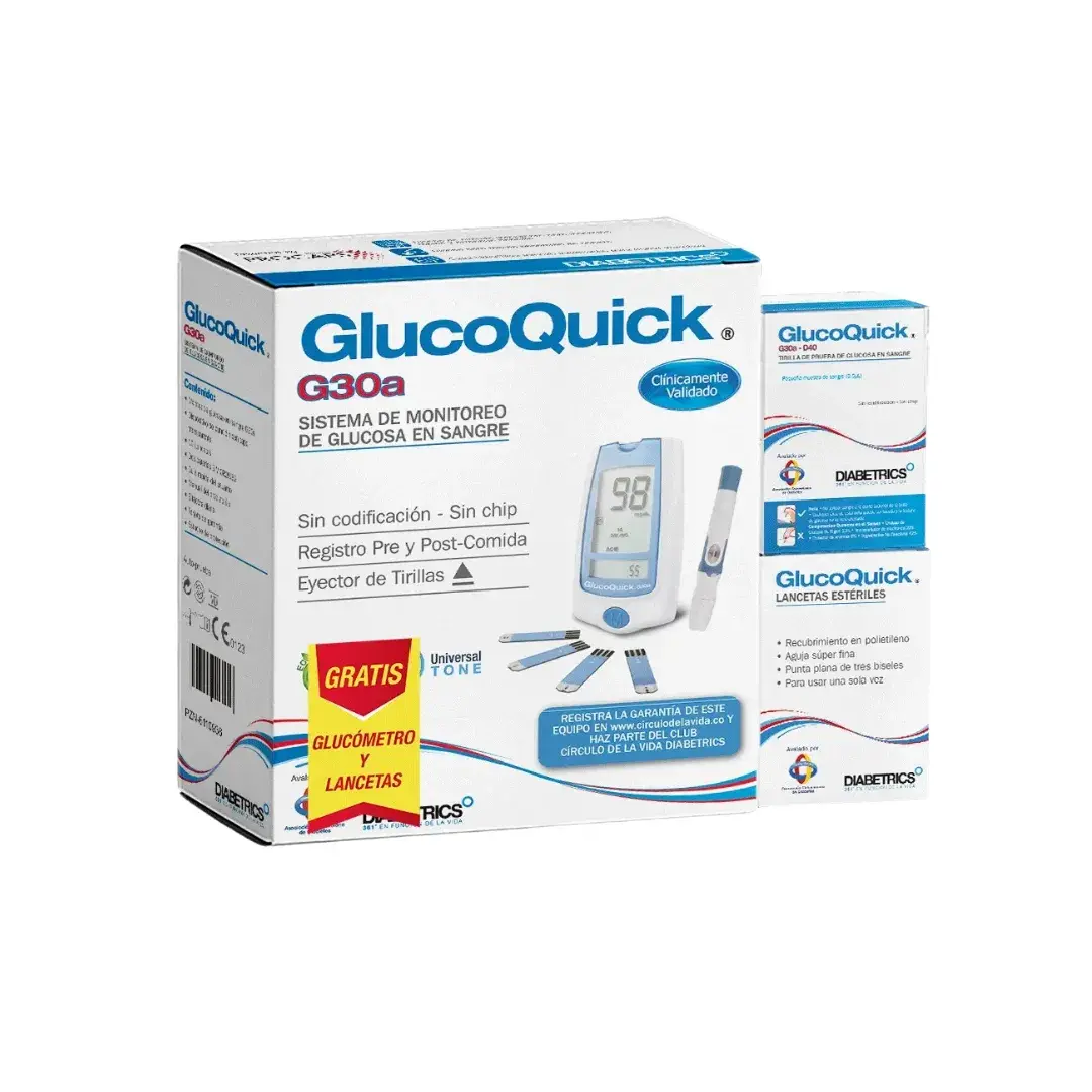 Tirillas Glucoquick Diabetrics 50 Unidades + Gluc?metro G30A + Lan 50 Unidades