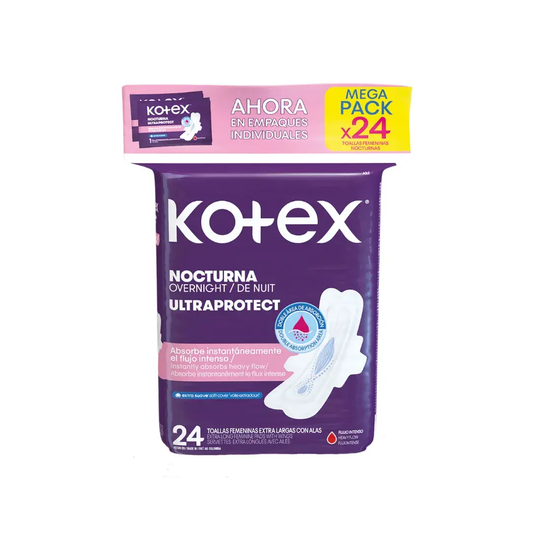 Toallas Kotex Nocturna Ultraprotecci?n X 24 Uds