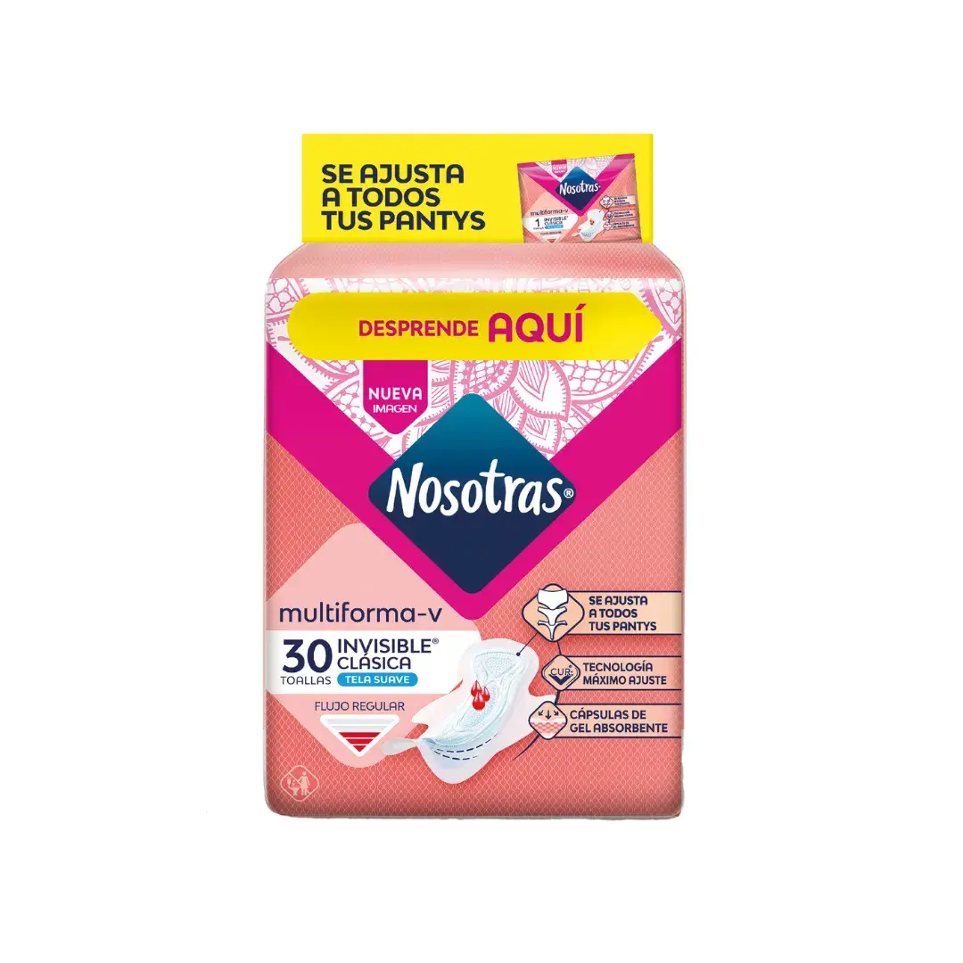 Toallas Nosotras Multiforma-V Invisible Cl?sica X 30 Unidades