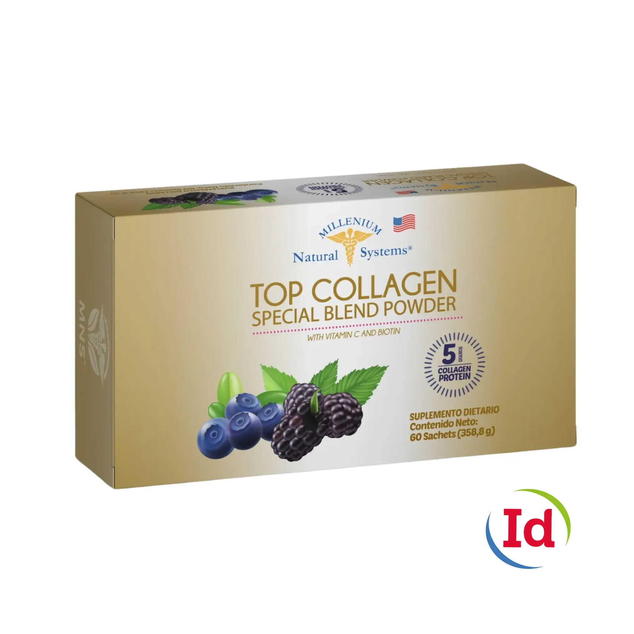 Top Collagen Blend Power 5Gr.X 60 Sbs, Colágeno con vitamina C y Biotina.