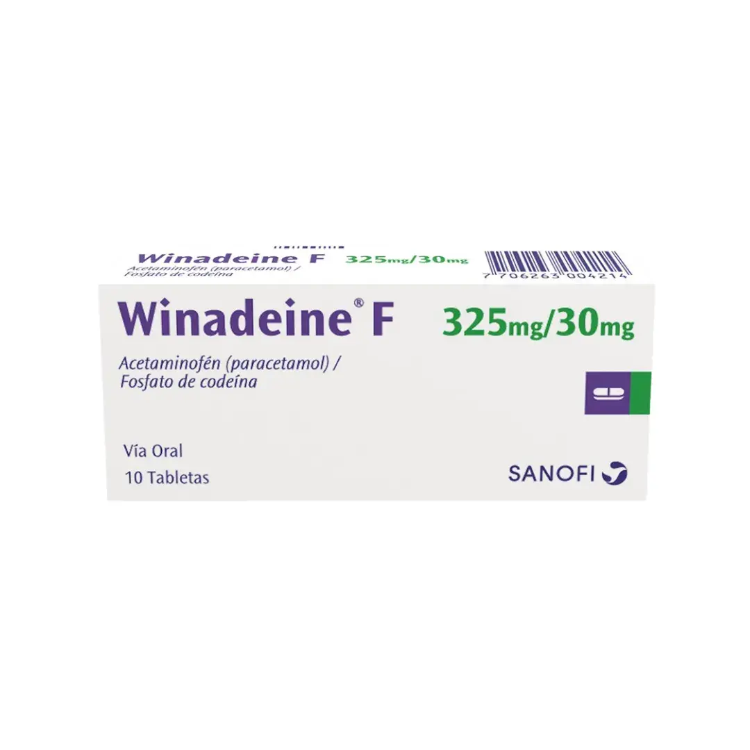 Winadeine F Acetaminofen + Codeina 325/30 Mg 10 Tabletas