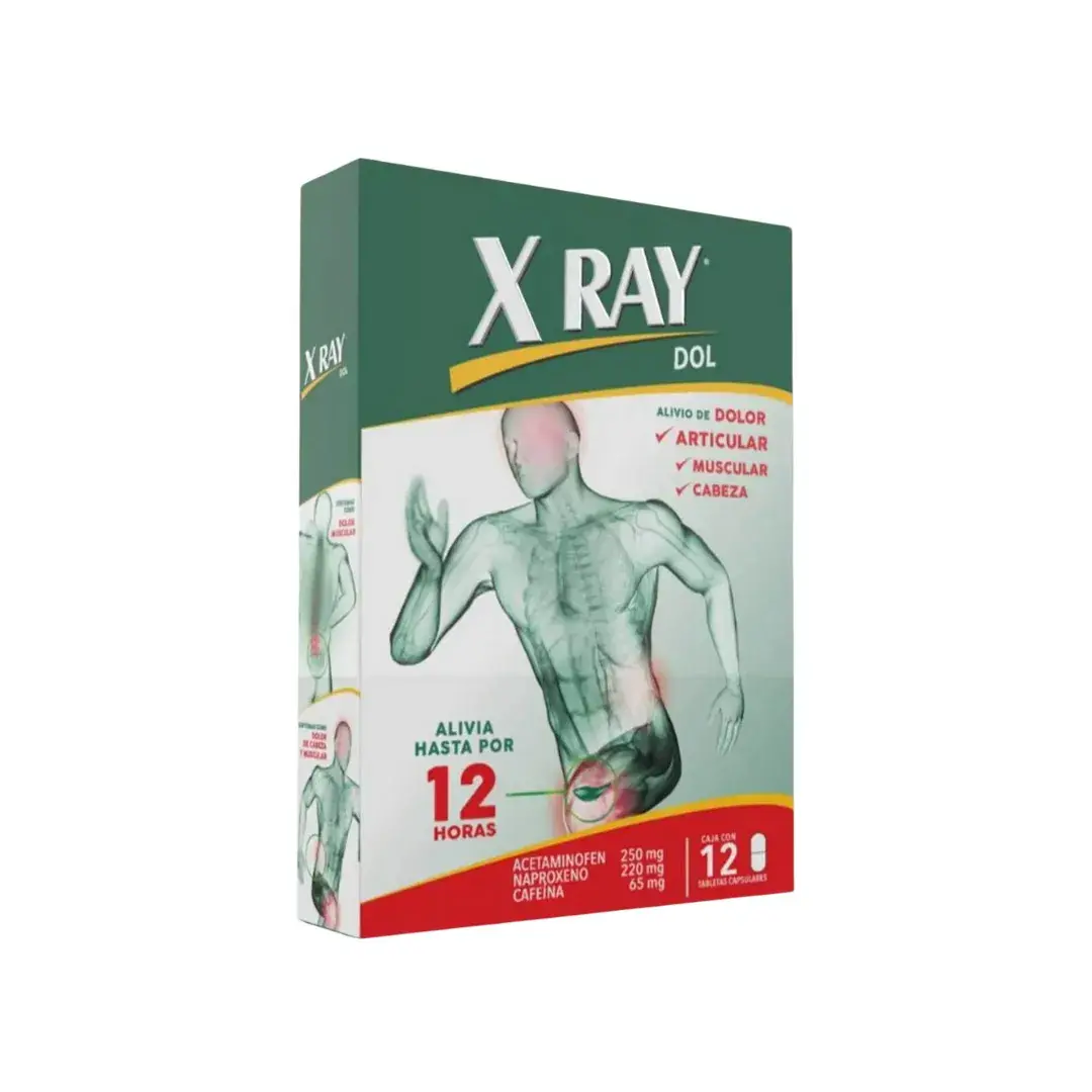 X Ray Dol Acetaminofen + Naproxeno Sodico + Cafeina X 12 Tabletas