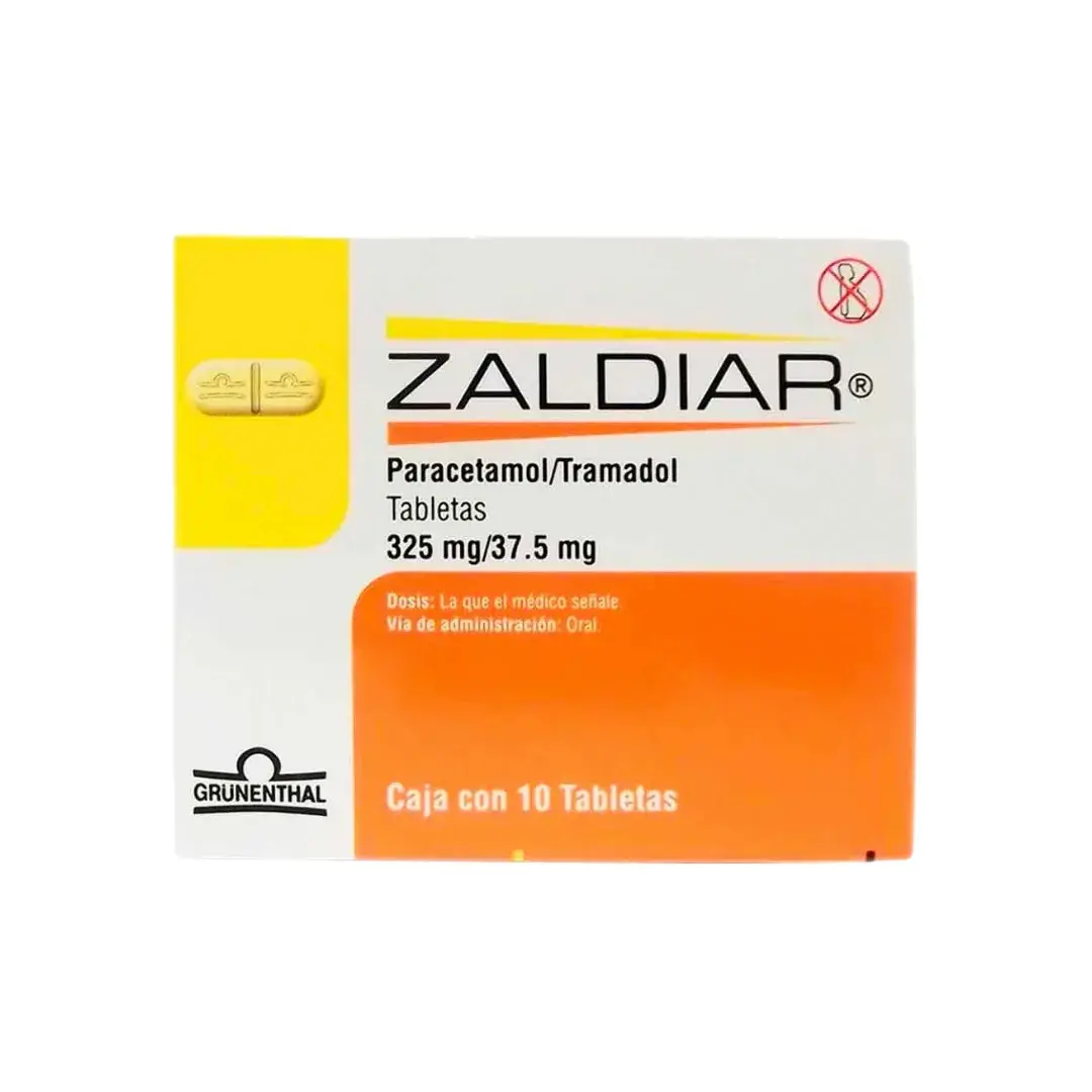 Zaldiar Acetaminofen + Tramadol 37.5/325 Mg 10 Tabletas