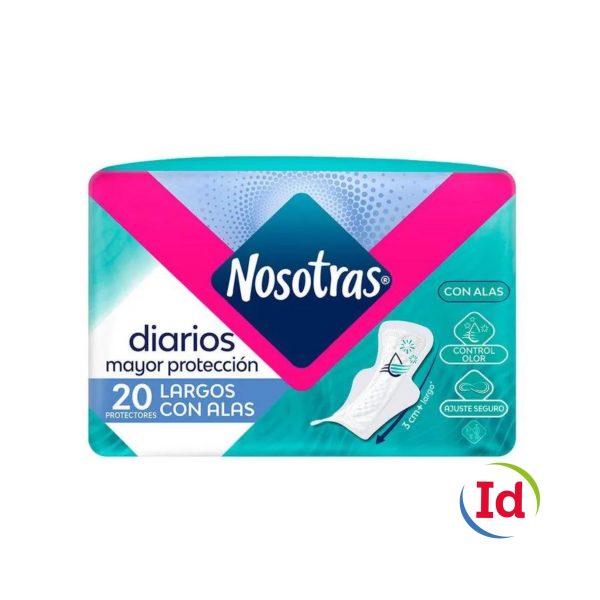 Protectores Diarios Nosotras Largos Con Alas 20 Unidades