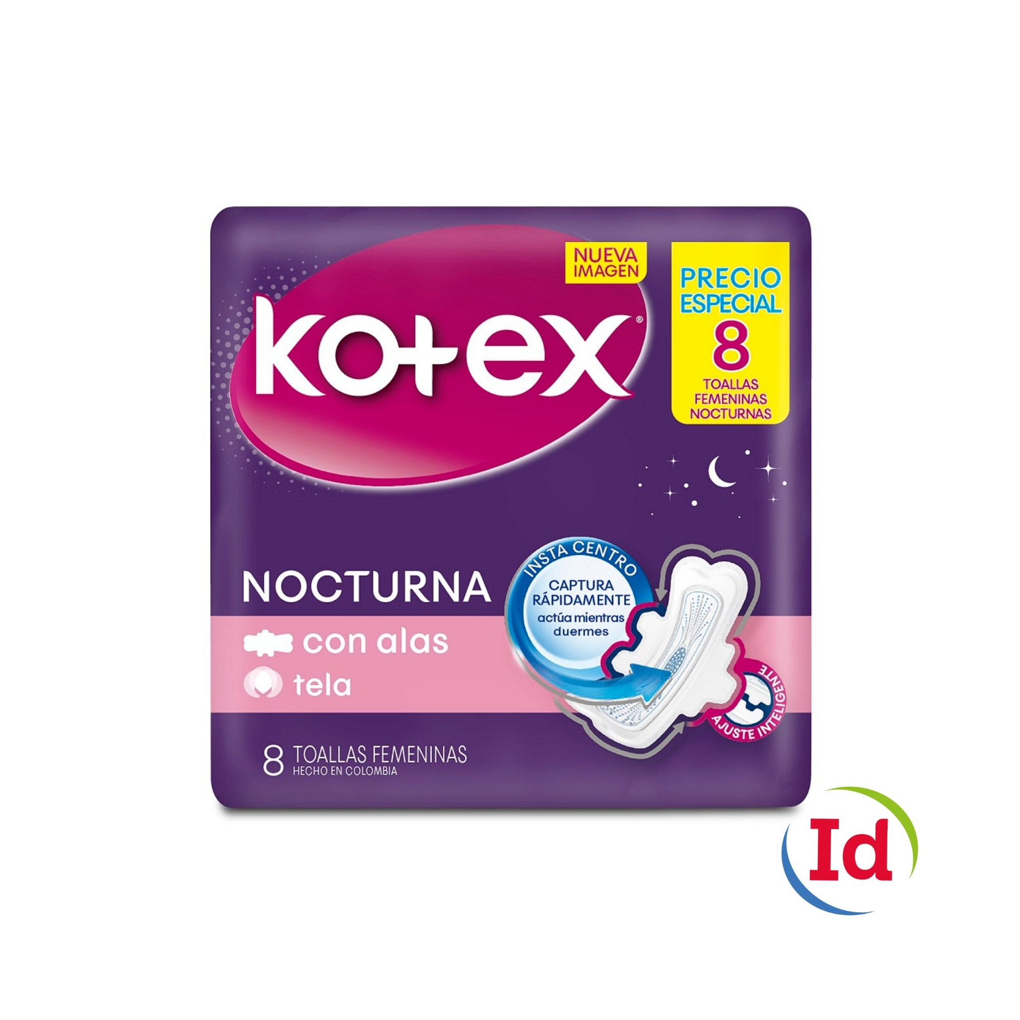 Toalla Kotex Nocturna Tela 8 Unidades